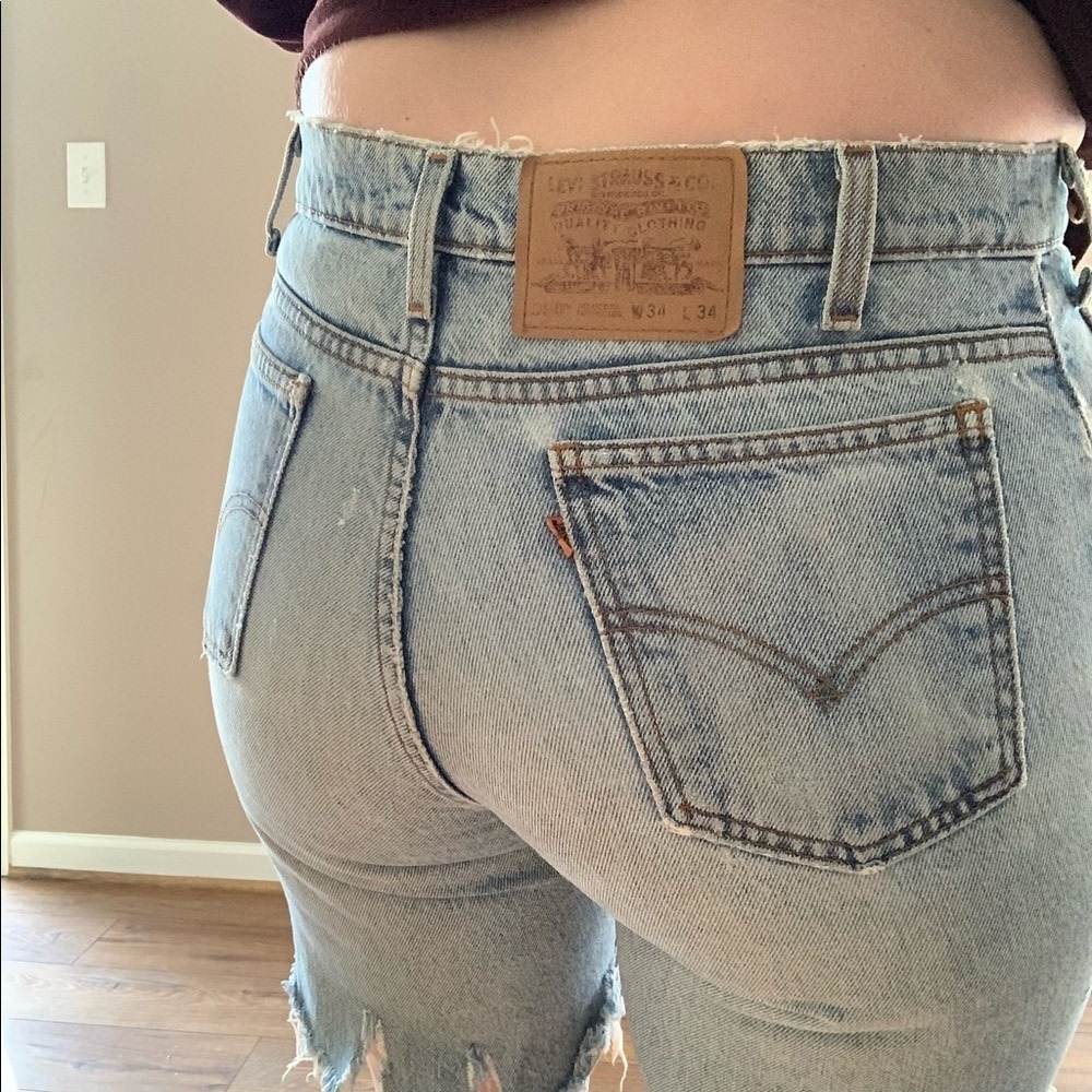 Vintage Levis Jean Shorts Destroyed Orange Tab - Picture 4 of 8